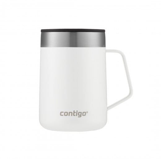 Contigo Vacuum Insulated Stainless Steel Mug With Grip Handle And Lid, White Color, 420 Ml