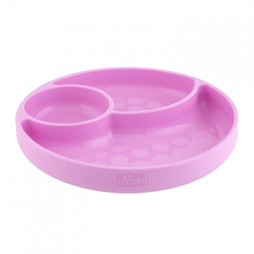 Chicco Easy Menu Silicone Divided Plate, Pink Color, +12 Months