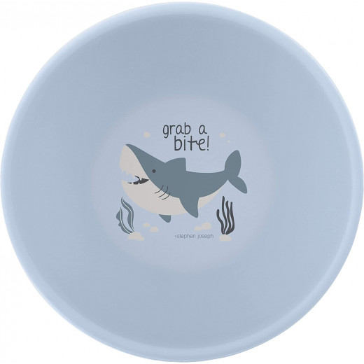Stephen Joseph Silicone Bowl, Shark Design, Dark Mauve Color