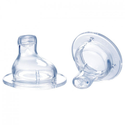 Nuby Soft Silicone Spout Wide Neck Nipple, 2 Packs