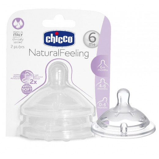 Chicco Natural Feeling Teat (6M+) Fast Flow 2 قطعة