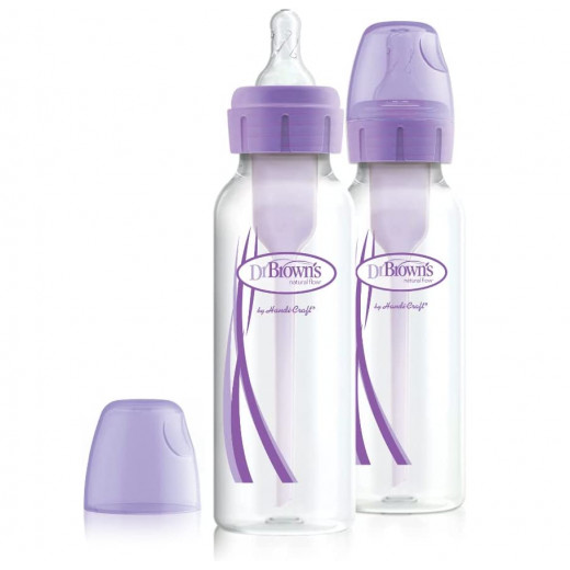 Dr. Brown's Standard-neck Options Baby Bottle - Purple, 2-Pack,250 Ml