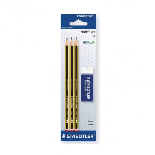 Staedtler Noris Pencils 3xHB and Eraser