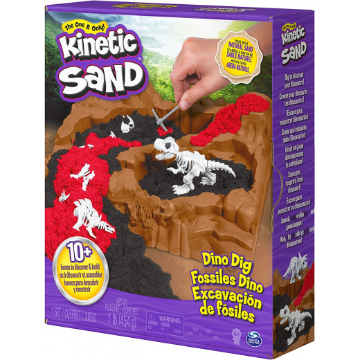 Spin Master Kinetic Sand Dinosaur Dig Playset with 10 Hidden Dinosaur Bones to Uncover for Kids