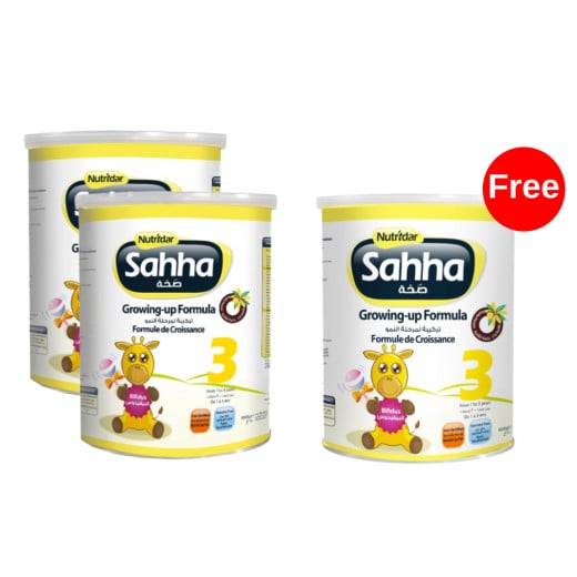 Nutridar Sahha 3 Growing-Up Formula for 1-3 years, Buy 2 of 900g Pack & Get 1 of 400g Free