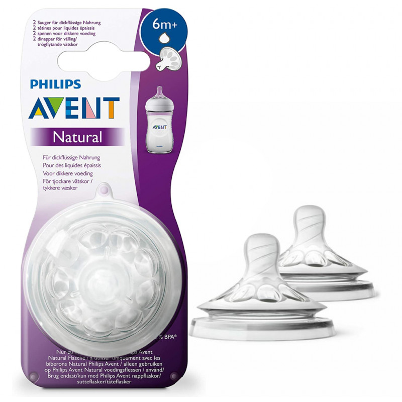 Set of Philips AVENT BPA-Free Natural Nipples Shape 0+ Months 2-Pack