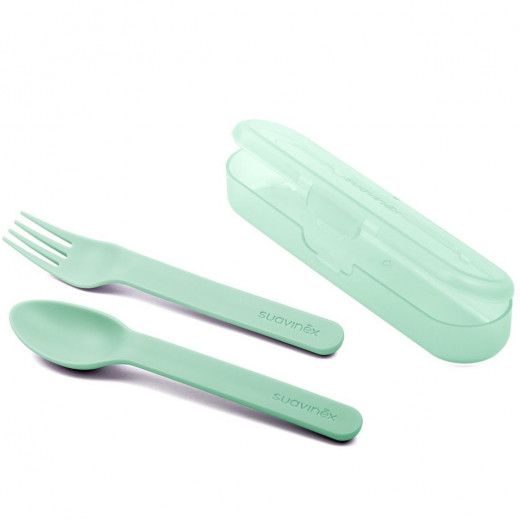 Suavinex Cutlery Set With Carrying Case Green