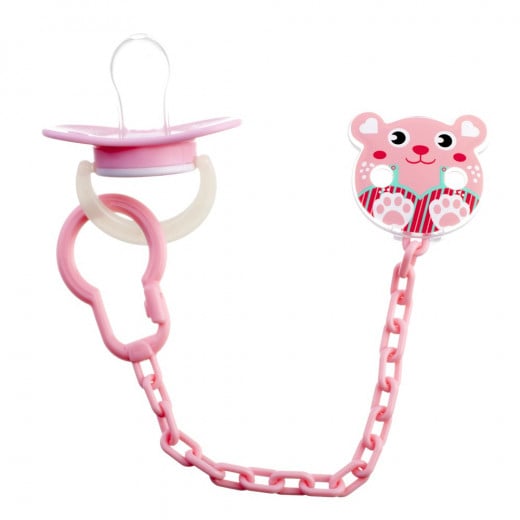 Farlin - Baby Pacifier Clip Pink Bear 0+