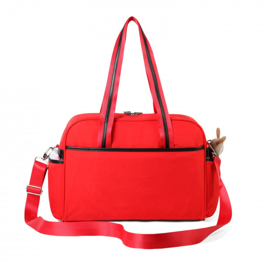 حقيبة ظهر جلد صناعي متعددة الوظائف للحفاضات, باللون الأحمر من كولورلاند