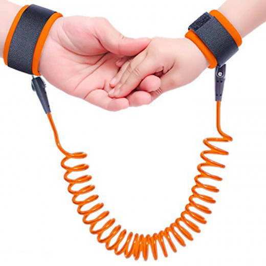 Child Anti Lost Wrist Strap Rope Harness Outdoor Walking, Orange, 2 شهر