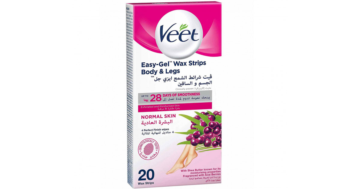 Veet Hair Removal Wax Strips for Normal Skin, 20 Strips | Veet | |  Jordan-Amman | Buy & Review