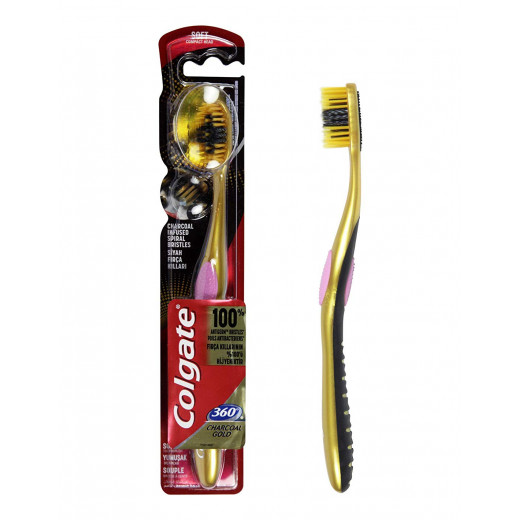 Colgate 360 Charcoal Gold Soft Toothbrush, Multi Color