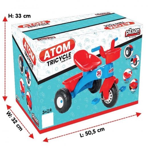Pilsan Atom Tricycle With Wheels, Blue & Red Color