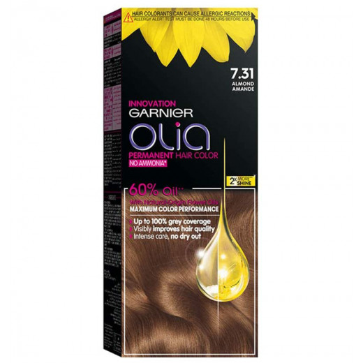 Garnier Olia No Ammonia Permanent Brilliant Color Oil-Rich Permanent Hair Color 7.31 Almond 209g