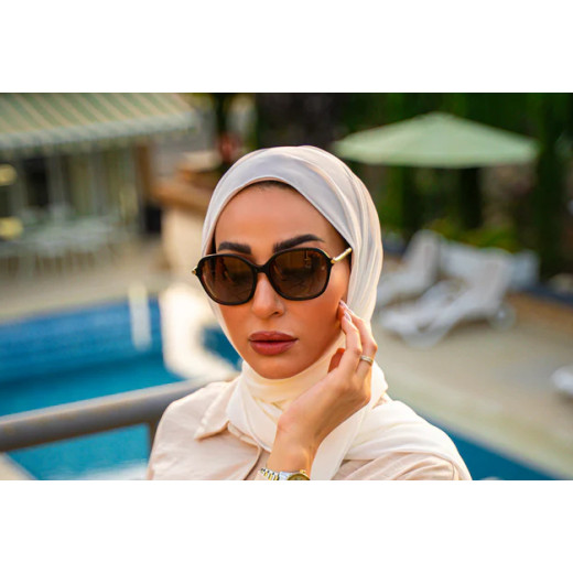 نظارات شمسية للنساء, موديل ليدي, باللون البني والذهبي من ار كيو