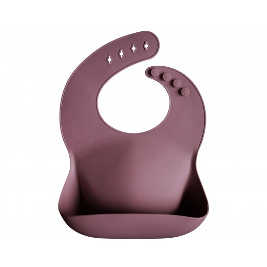 Mushie Silicone Baby Bib, Plain Design, Rose Color