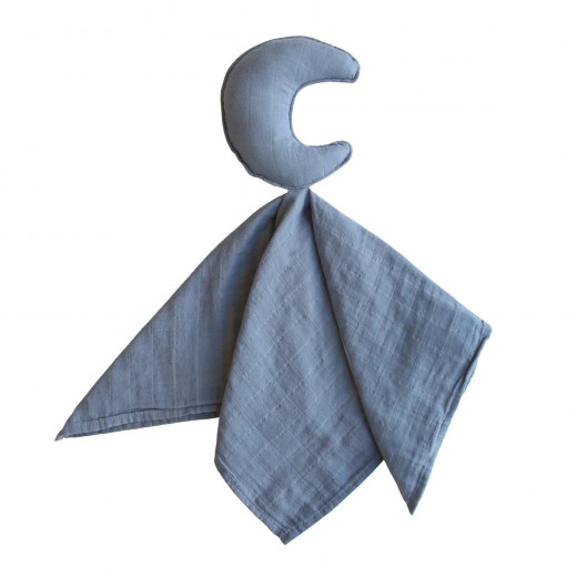 بطانية اطفال من القطن بتصميم القمر, باللون الأزرق من موشي