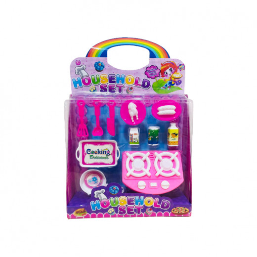 Girls Household Play Set with Sounds, Pink Color