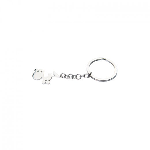Metal Keychain In Silver Designed With Word Life In Arabic