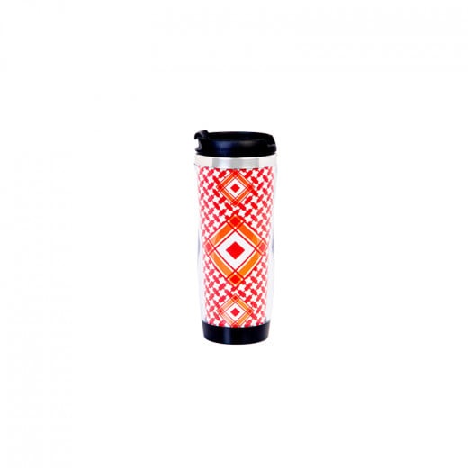 Travel Mug Designed With The Traditional "Hatta" Red & White Pattern, 250 Ml