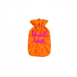 قربة ماء مع غطاء قماشي مزين بكلمة دفا باللون البرتقالي, 1700 مل