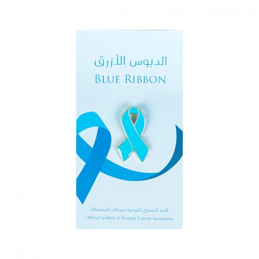 دبوس بشريط للتوعية بسرطان باللون الأزرق الفاتح