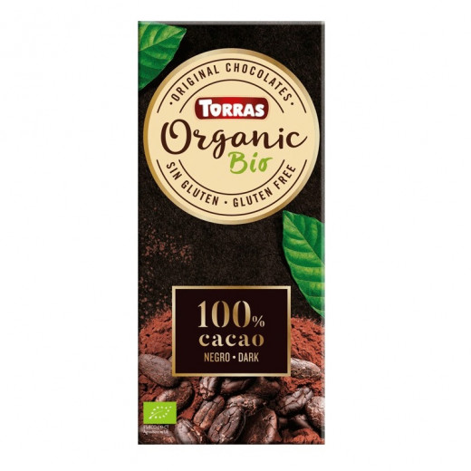 شوكولاتة داكنة عضوية خالية من السكر,100% كاكاو, 100 جرام