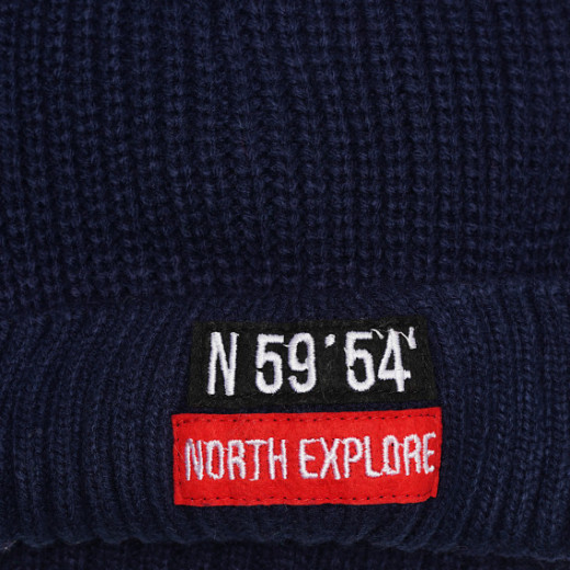 Cool Club Knitted Hat With Print, Navy Color
