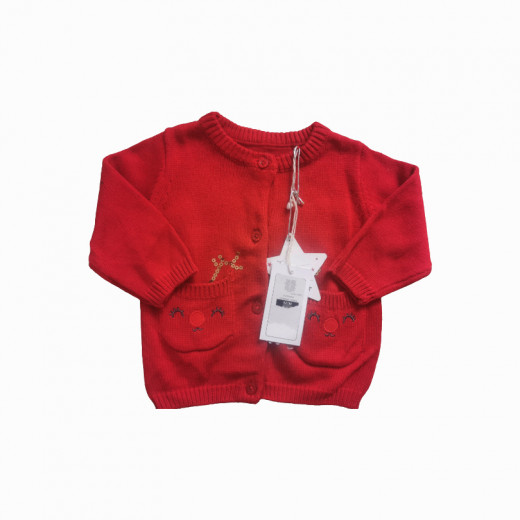Cool Club Long Sleeve Sweater, Christmas Design, Red Color