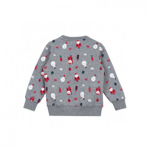 Cool Club Long Sleeves Blouse, With Christmas Pattern, Grey Color