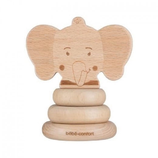 Bebe Confort Wooden Baby Rattle, Elephant Design