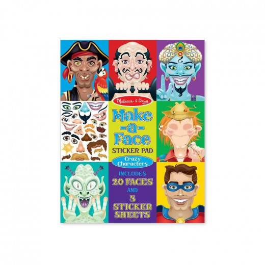 Melissa & Doug Make A Face Sticker Pad, Sparkling Crazy Characters Design
