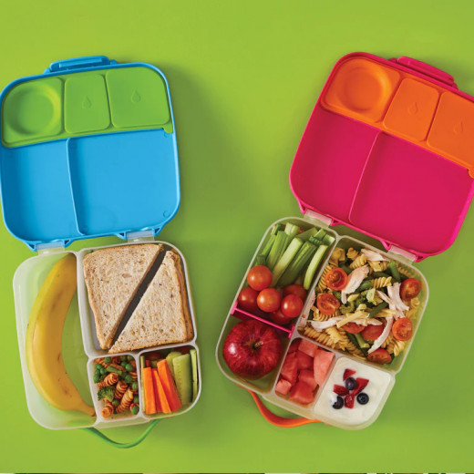 صندوق غذاء للاطفال, باللون الازرق والرمادي من بي بوكس