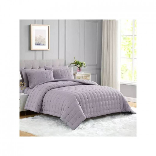 Nova Home "Natori" Embroidered Comforter Set, Purple Color, 6 Pieces