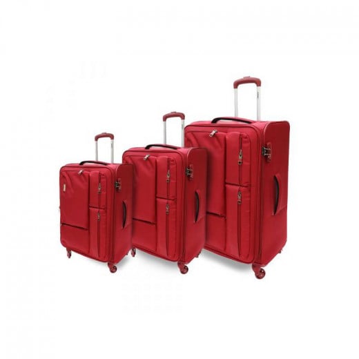 مجموعة حقائب السفر باللون الاحمر 3 قطع من ارمن