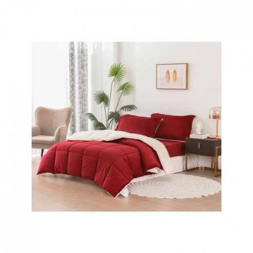 ARMN So Soft Single Winter Comforter, Burgundy Color 3 Pieces