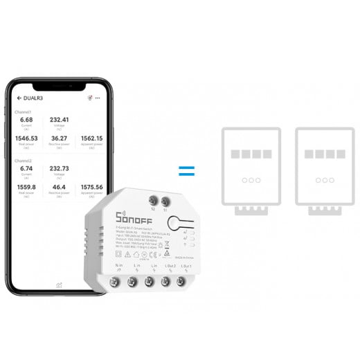 Sonoff Wifi Smart Curtain Switch With Power Metering, DUALR3 Dual Relay