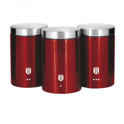 Berlinger Haus Canister Set, Dark Red Color , 3 Pieces