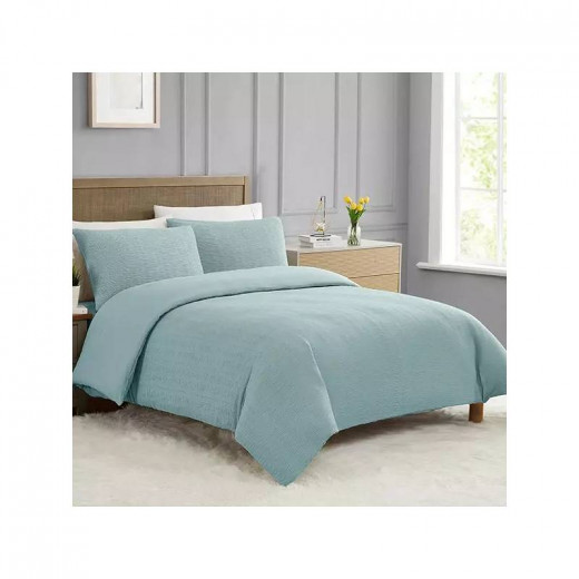 Nova Home Crinkled Comforter Single /Twin Single, Petrol Color ,3 Pieces