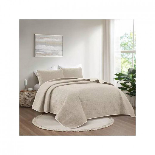 Nova Home Bed Spread, Ivory Color, Twin Size, 3 Pieces