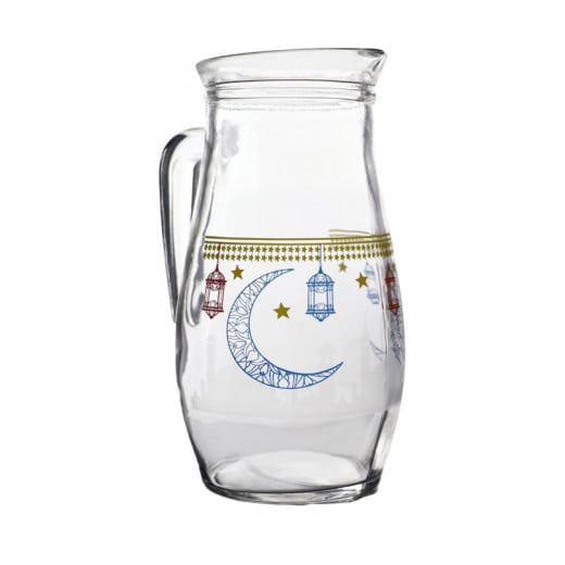 Juice Cups And Jug Ramadan Blue Crescent Design, 6 Cups, 1 Jug