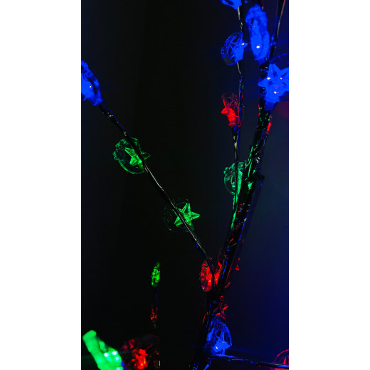 شجرة زينة رمضان المضيئة، بتصميم الهلال والنجمة ، بالوان منوعة, 1.5 متر, باشكال متنوعة