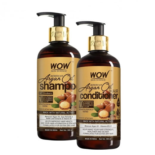 Wow Skin Science Argan Oil Shampoo, 300ml + Argan Oil Conditioner, 300ml