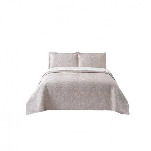Nova Home Liana Jacquard Bed Spread Set, Poly Cotton, Brown Color, Twin Size