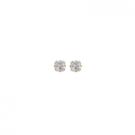 Studex Cubic Zirconia Princess Cut 24K, Pure Gold Plated Ear Studs Ideal, For Every Day Wear, 7 Mm