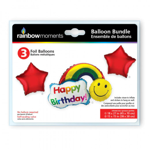 Rainbow Moments Foil Balloon Set, Rainbow Design