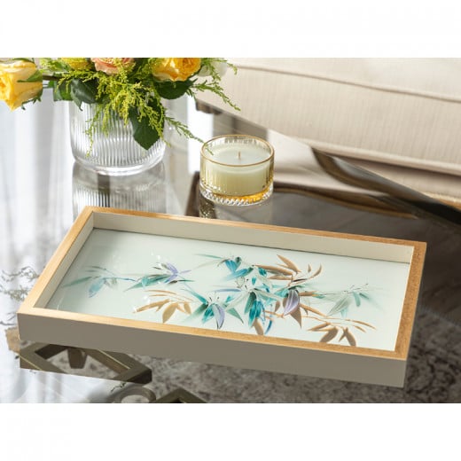 English Home Bamboo Glass Decorative Tray, 22*37 Cm