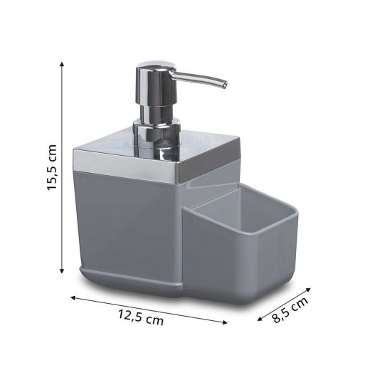 Primanova Toskana Kitchen Liquid Soap Dispenser & Sponge Cup, Grey Color
