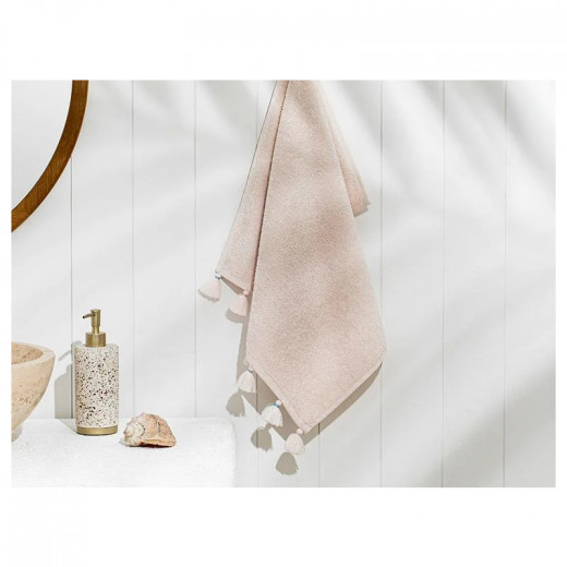 English Home Nico Cotton Tassel Face Towel, Light Beige Color, 50x70 Cm