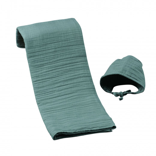 Elmalella Mira Blanket & Hat Set, Green Color